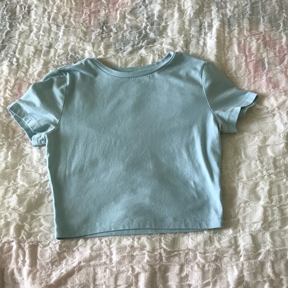 plain blue crop top
